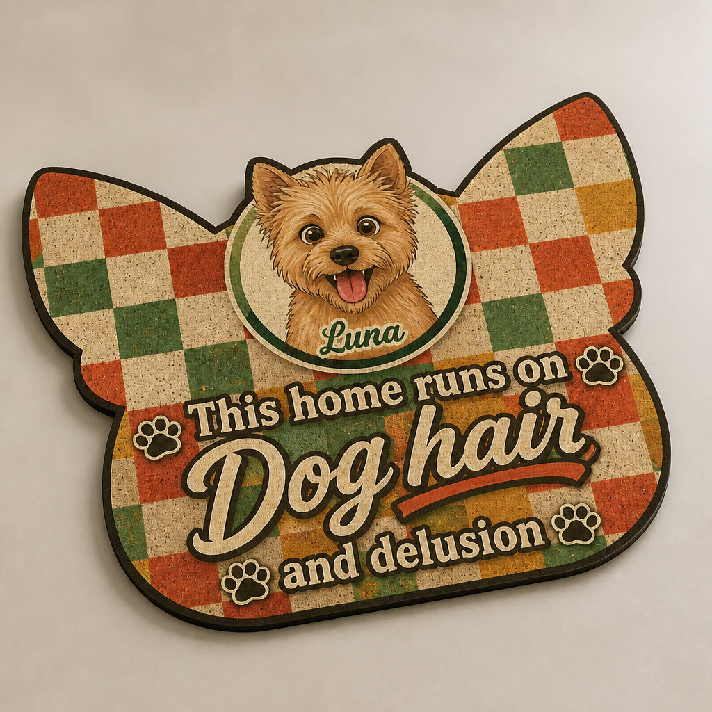 Custom Shape Doormat — This Home Runs on Dog Hair & Delusion — Pet Photo + Name - Personalized Custom Shape Doormat (ZB) bbe6a247-e587-448f-a515-af3681c849a9.jpg