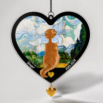 Heart Pet Memorial Suncatcher – Dog with Angel Wings, Name & Years - Personalized 1 Layered Suncatcher with Charm bbe90a96-9edc-4b03-b95d-519214f567f2.jpg