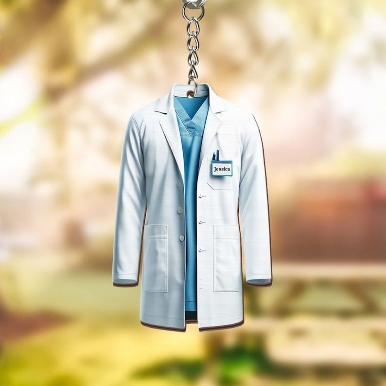 Personalized Doctor Costume Keychain, Doctor Gift, Lab Gift, Dentist, Lab coats Gift, Graduation Gift, Nurse Uniform, Lab Costume Ornament