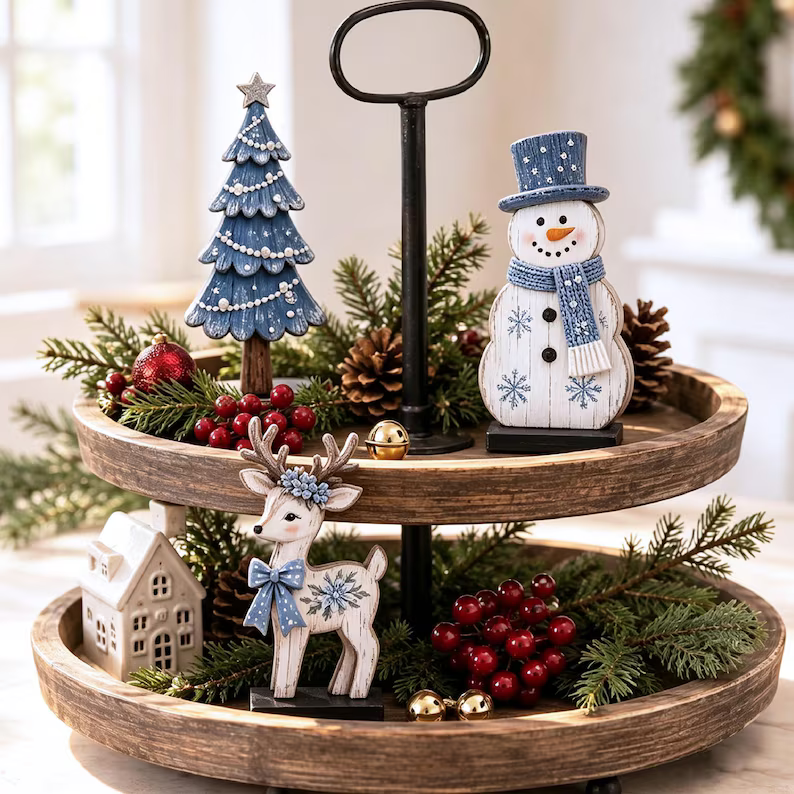 Rustic Wooden Christmas Tiered Tray Decor, Xmas Tree & Reindeer Signs, Winter Holiday Decorations for Mantel & Shelf bc3728de-1653-42f0-8a2a-a28622354e8e-r6.png