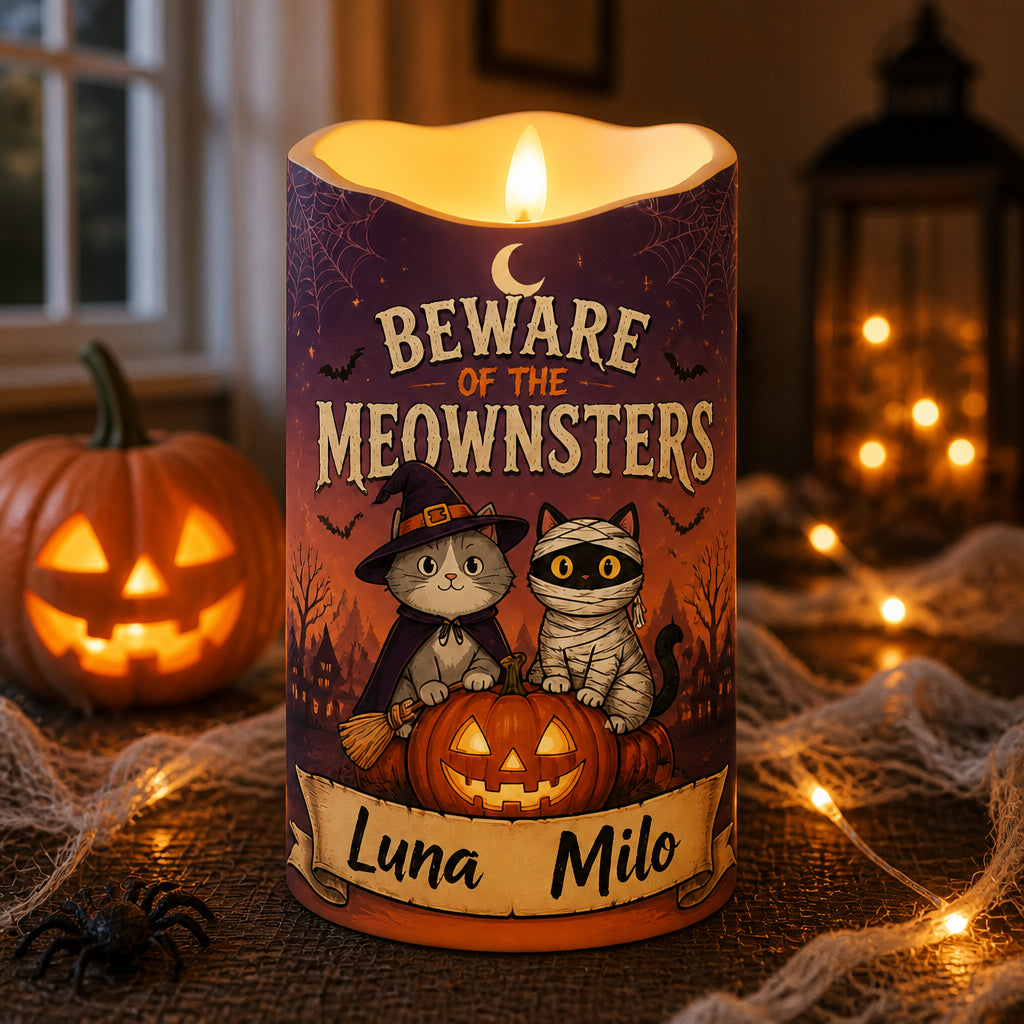 Beware of the Meownsters Personalized Cat Names LED Flameless Candle - Personalized Custom Led Flameless Candle bc423f95-17bf-485d-9d98-e5ebf76cf162.jpg
