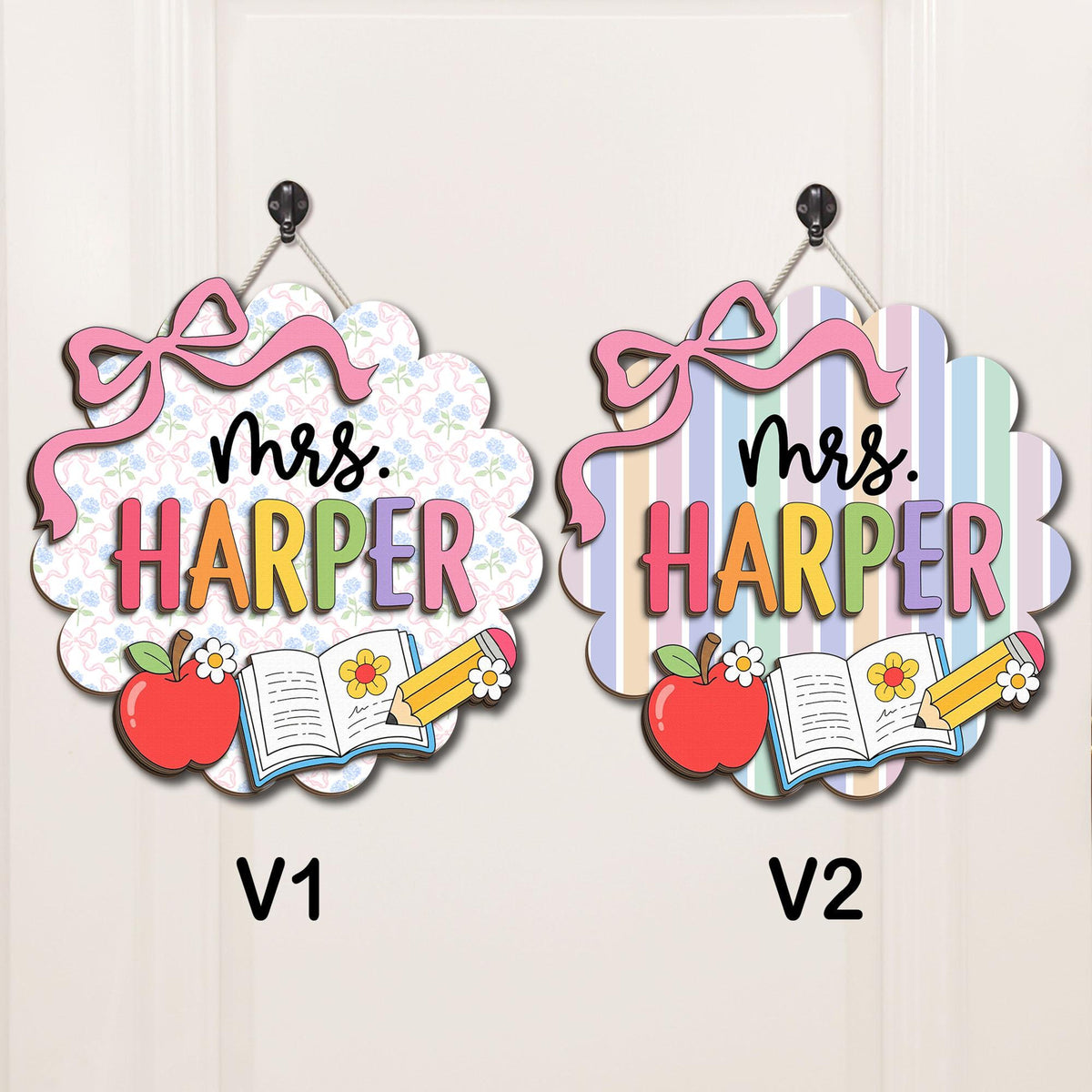 Custom Teachers 3D Welcome Door Sign Back To School Gift, Classroom Decor Teacher Name Door Hanger bc465d8b-adb8-4645-aab9-e749a230f1da-2.jpg
