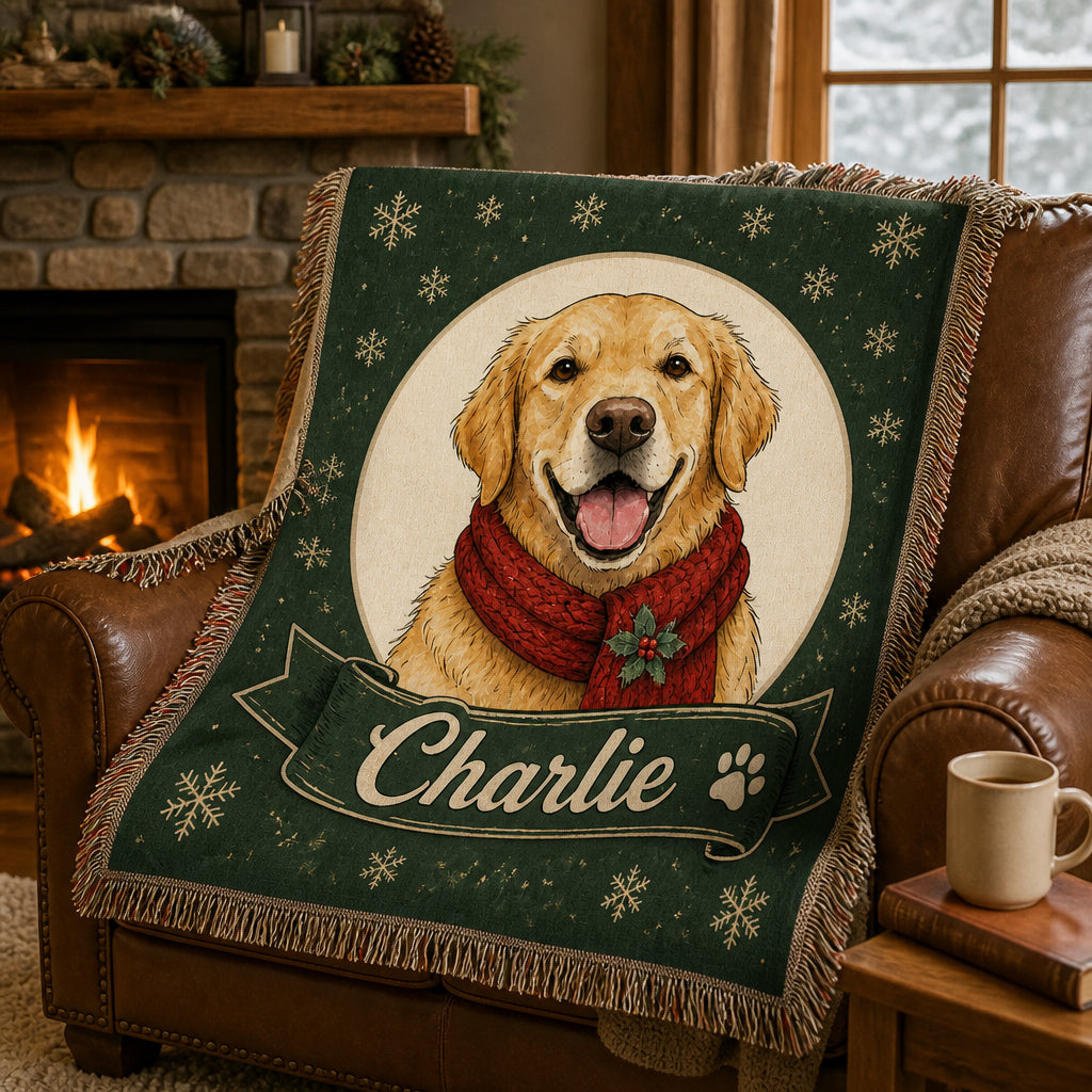Custom Pet Portrait Holiday Blanket with Name - Personalized Blanket bc54c8b3-694e-43e8-9b81-5aaad179f1cc.jpg