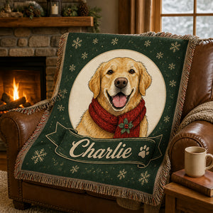 Custom Pet Portrait Holiday Blanket with Name - Personalized Blanket bc54c8b3-694e-43e8-9b81-5aaad179f1cc.jpg
