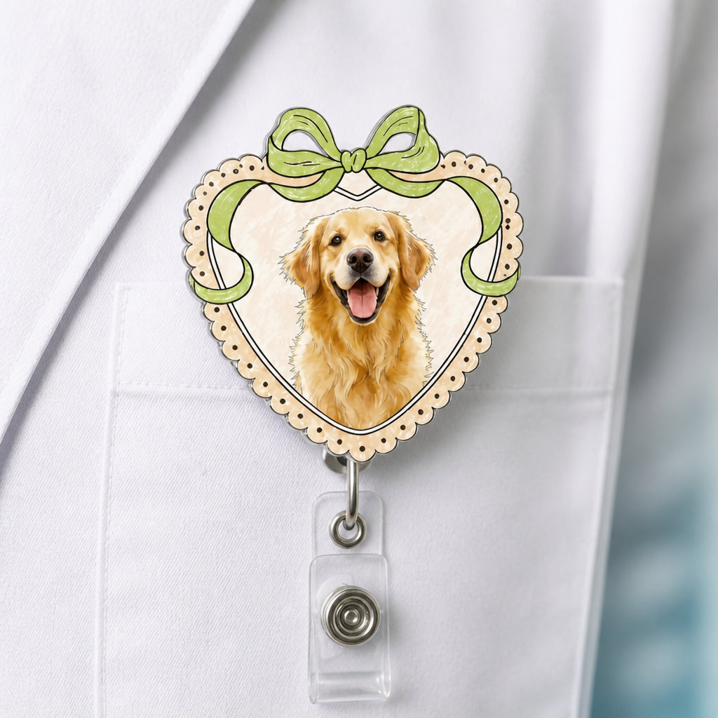 Custom Pet Photo Badge Reel – Scalloped Rosette with Stethoscope Bow - Personalized Custom Shape Badge Reel bc6c54f6-c17b-425c-ae4e-e6ab613808d2.jpg