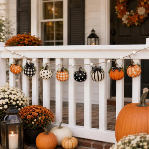 Fall Wooden Pumpkin Garland, Farmhouse Mantel Banner, Autumn Wall Decor, Rustic Thanksgiving Hanging, Orange Black White Pumpkin Decoration bc81b069-7023-496f-846a-2befae0e3178-ggfgfgfgfnbhgf-4-.webp