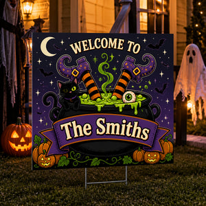 Halloween Cauldron Welcome Yard Sign – Custom Family Name - Personalized Yard Sign bc87fc13-80b3-4490-ac9e-46366bdac658.jpg
