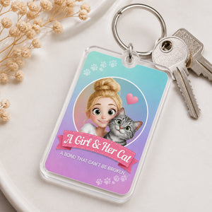 A Girl & Her Cat – Photo Portrait Acrylic Tag Keychain - Personalized Acrylic Tag Keychain bc8fb00a-44d8-4e71-b684-1f3b15d22f64.jpg