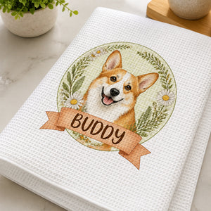 Corgi With Flowers Personalized Kitchen Towel - Personalized Kitchen Towel bcadae17-7204-4163-8532-87e6be53bb10.jpg