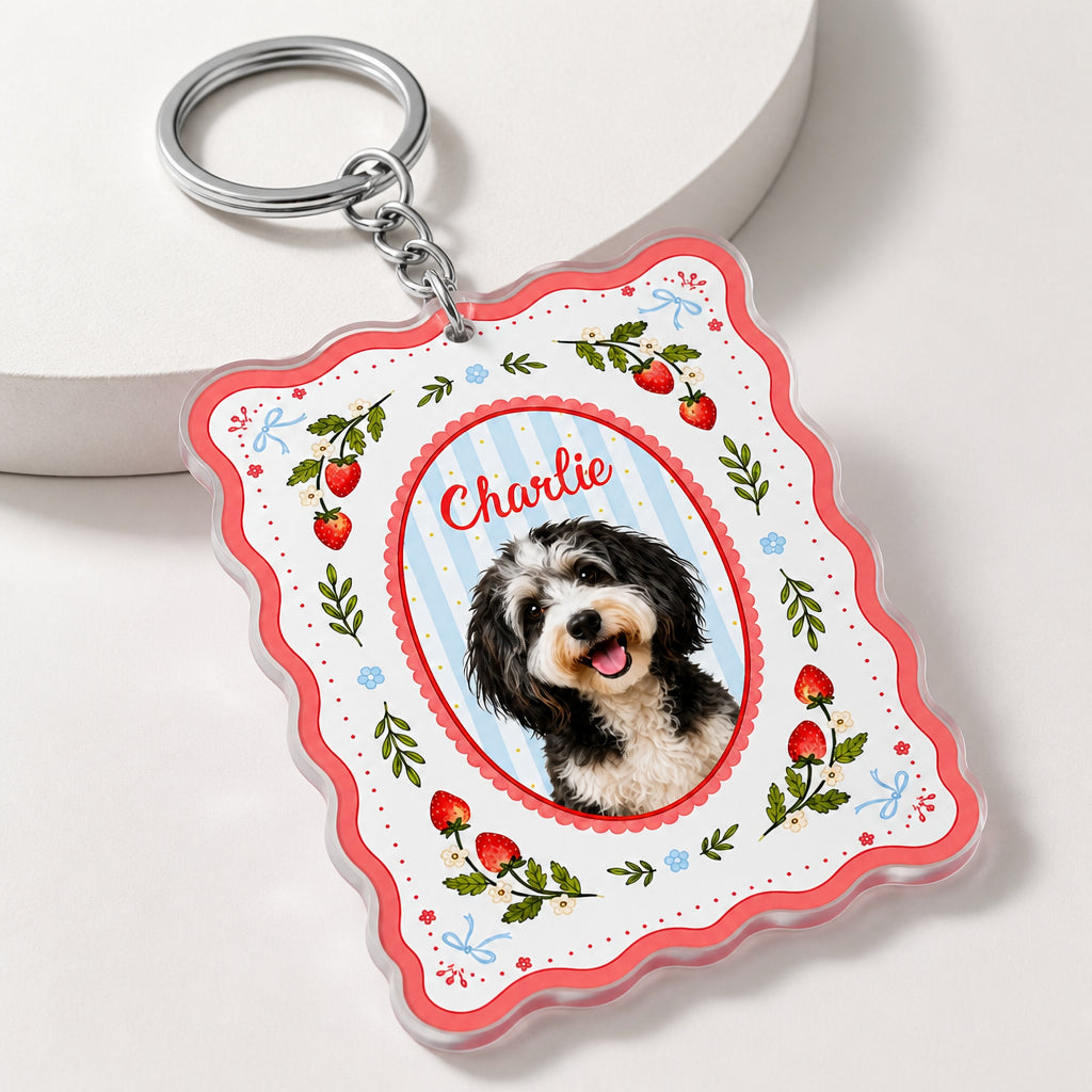 Custom Pet Photo Strawberry Keychain - Personalized Acrylic Tag Keychain bcafccb0-1ba2-413c-9318-eef2e1c1f3a8.jpg