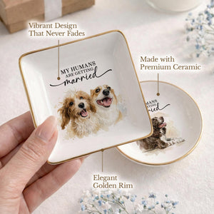 Dog Wedding Ring Dish My Humans Are Getting Married | Engagement Gift Ring Holder Ceramic Jewelry Dish Gold Rim bcb726f2-8475-4652-b304-653124965e48-2.jpg
