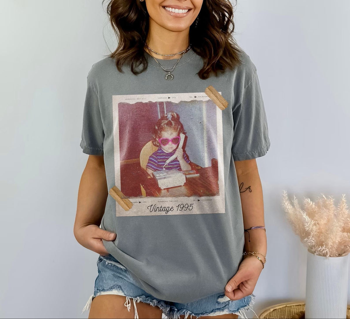 Custom Vintage Photo And Year, Custom Shirt With Picture Personalized 30th Birthday Gift Vintage 30th Birthday Party Vintage Est 1996 Shirt bccv.jpg