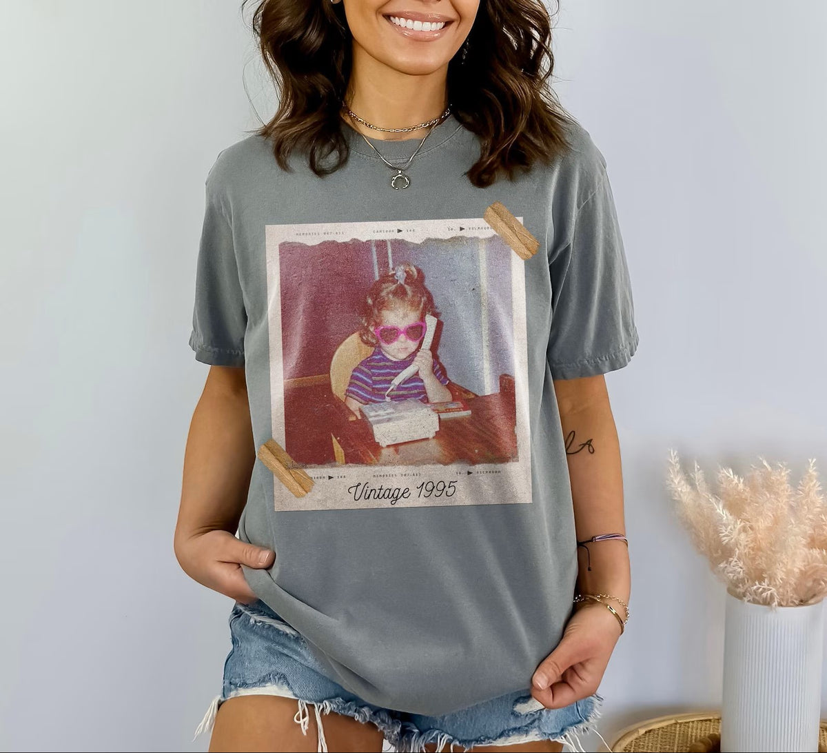 Custom Vintage Photo And Year, Custom Shirt With Picture Personalized 30th Birthday Gift Vintage 30th Birthday Party Vintage Est 1996 Shirt