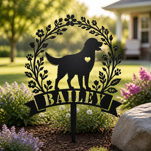 Personalized Dog Garden Stake – Wreath Silhouette with Name - Personalized Cut Metal Sign bceb9736-9adb-453d-b119-263bdde63b26.jpg