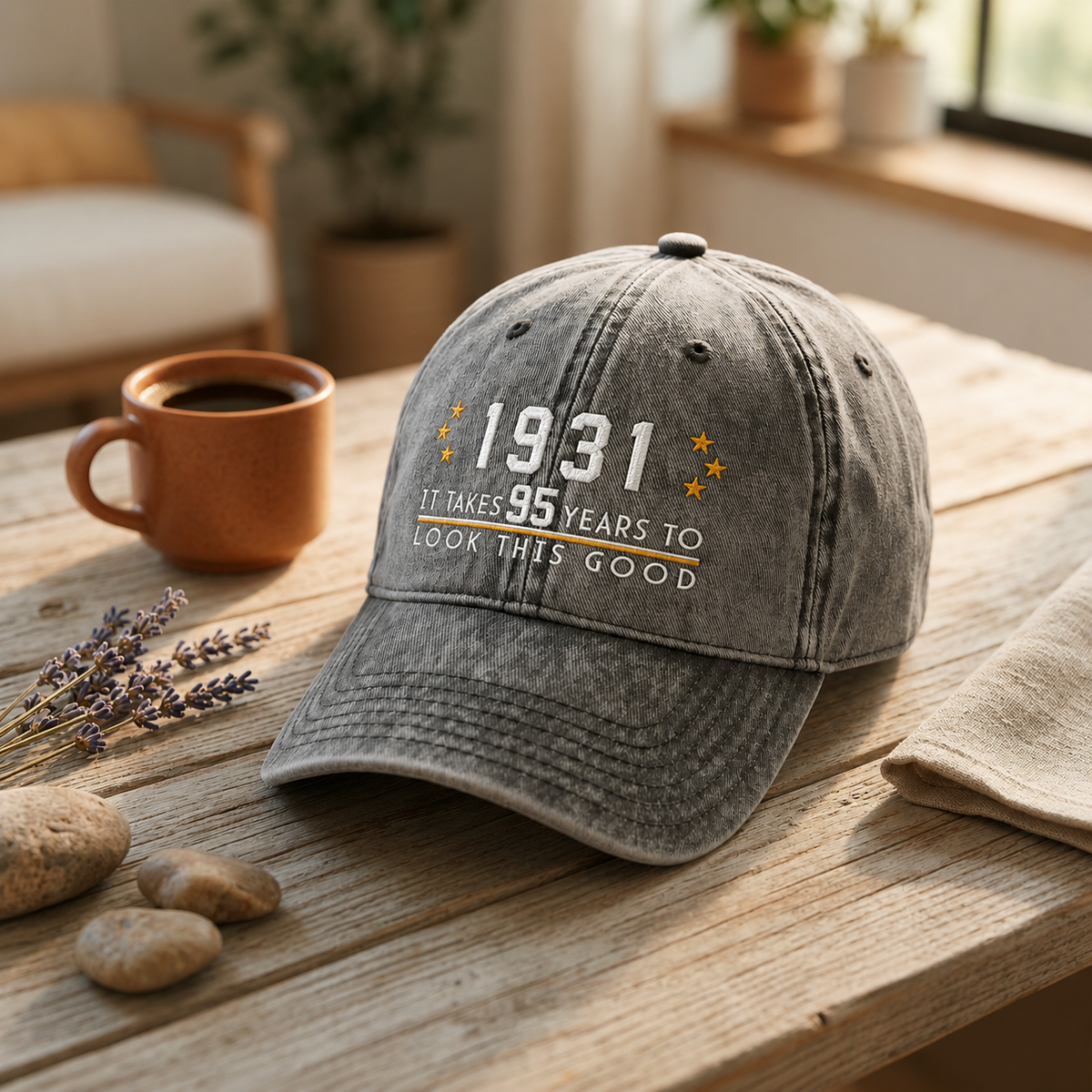 95th Birthday Gift Custom Embroidered Hat Aged to Perfection 1931 Personalized Vintage Dad Hat
