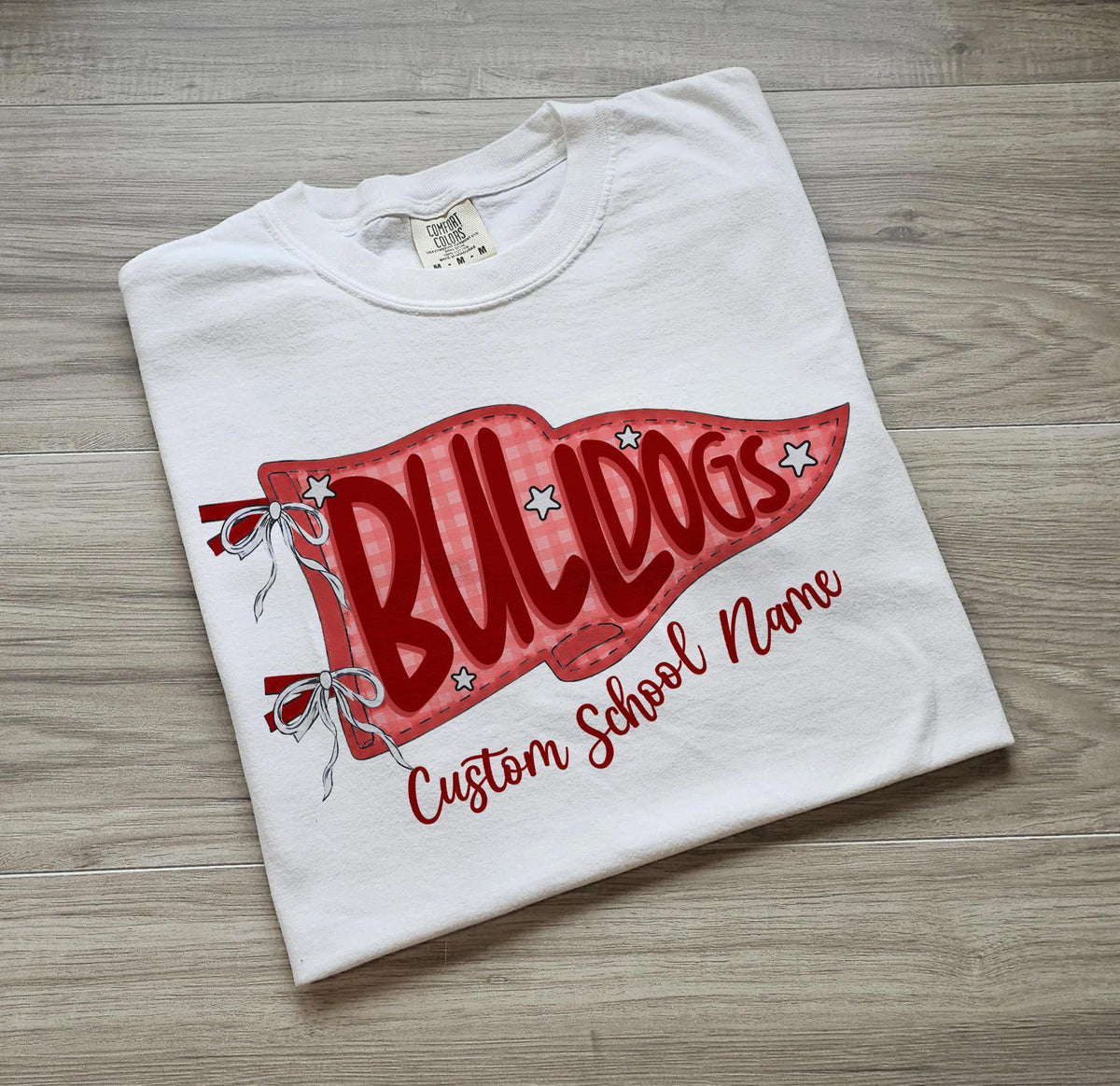 Custom School Spirit Flag Mascot Shirt, Personalized Coquette Bow Pennant Tee, Gingham School Spirit Game Day Shirt, Cute Team Spirit Gift bd1f931c-7cbe-4a88-aa0f-d921cf5c5a83-3.jpg