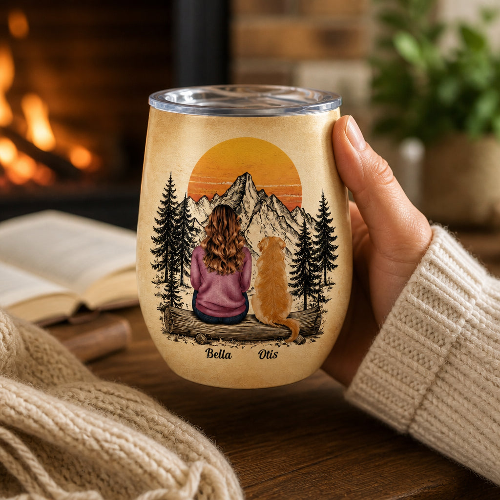 Never Walk Alone Custom Person & Dog Portrait Wine Tumbler - Personalized Wine Tumbler bd30df98-466b-4ecc-9409-96089a475709.jpg
