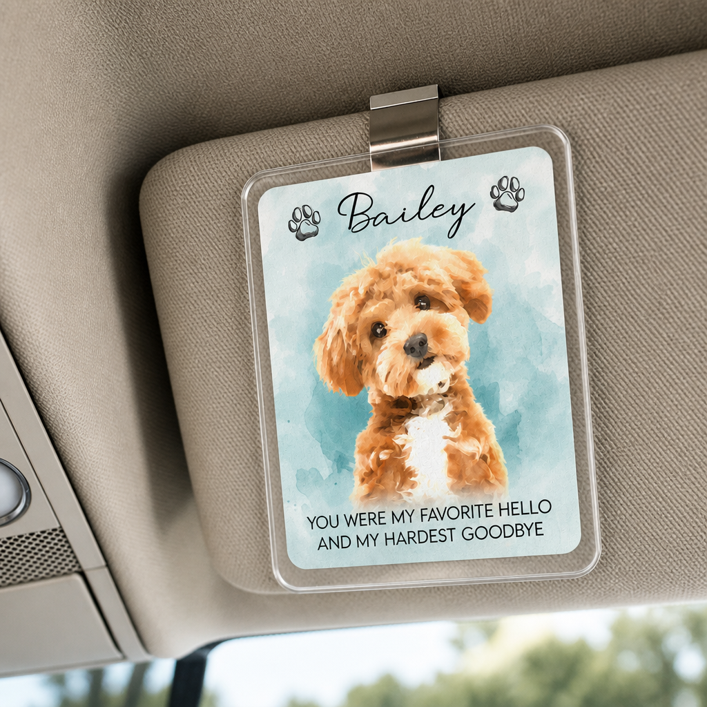Custom Pet Memorial Car Visor Clip – Watercolor Portrait - Personalized Car Visor Clip bd391b8a-b875-4e07-ab5e-6bce914c7944.png