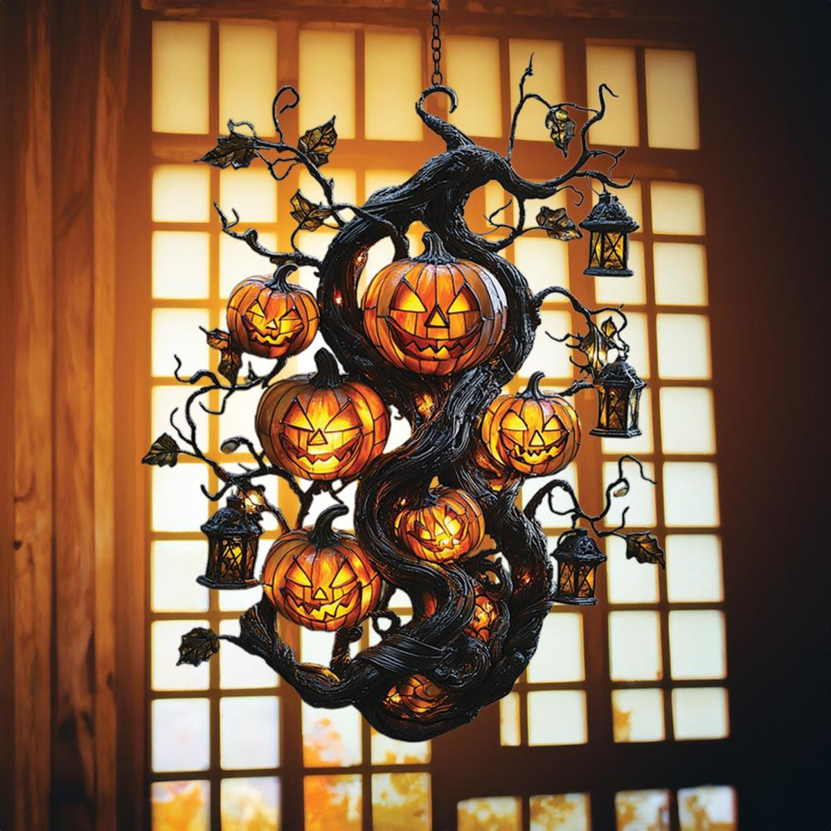 Halloween Pumpkin Tree Stained Acrylic Suncatcher, Spooky Jack-o’-Lantern Window Hanging Decor, Autumn Gothic Sun Catcher Gift bd43ebfb-8890-41f5-9503-5ccb12a72f37-4.jpg