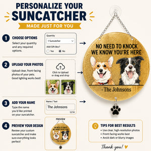 No Need To Knock Dog Doormat – Custom Family Name - Personalized 1 Layered Suncatcher with Charm bd4e097d-3986-480f-963b-50d78a945707.jpg
