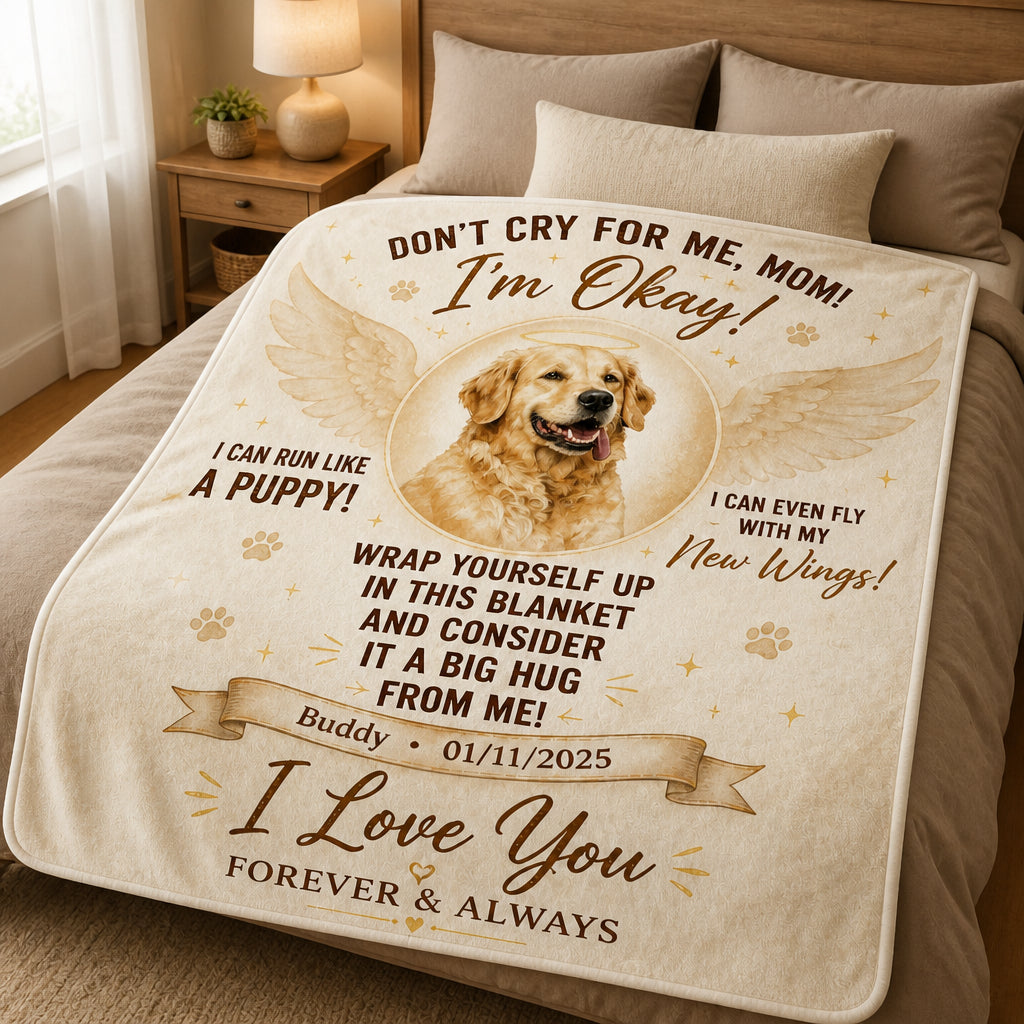 Pet Memorial Blanket – Don't Cry For Me, Mom (Photo, Name & Date) - Personalized Blanket bd5021ad-c3e5-4e81-84f5-34f26f7ffb7f.jpg