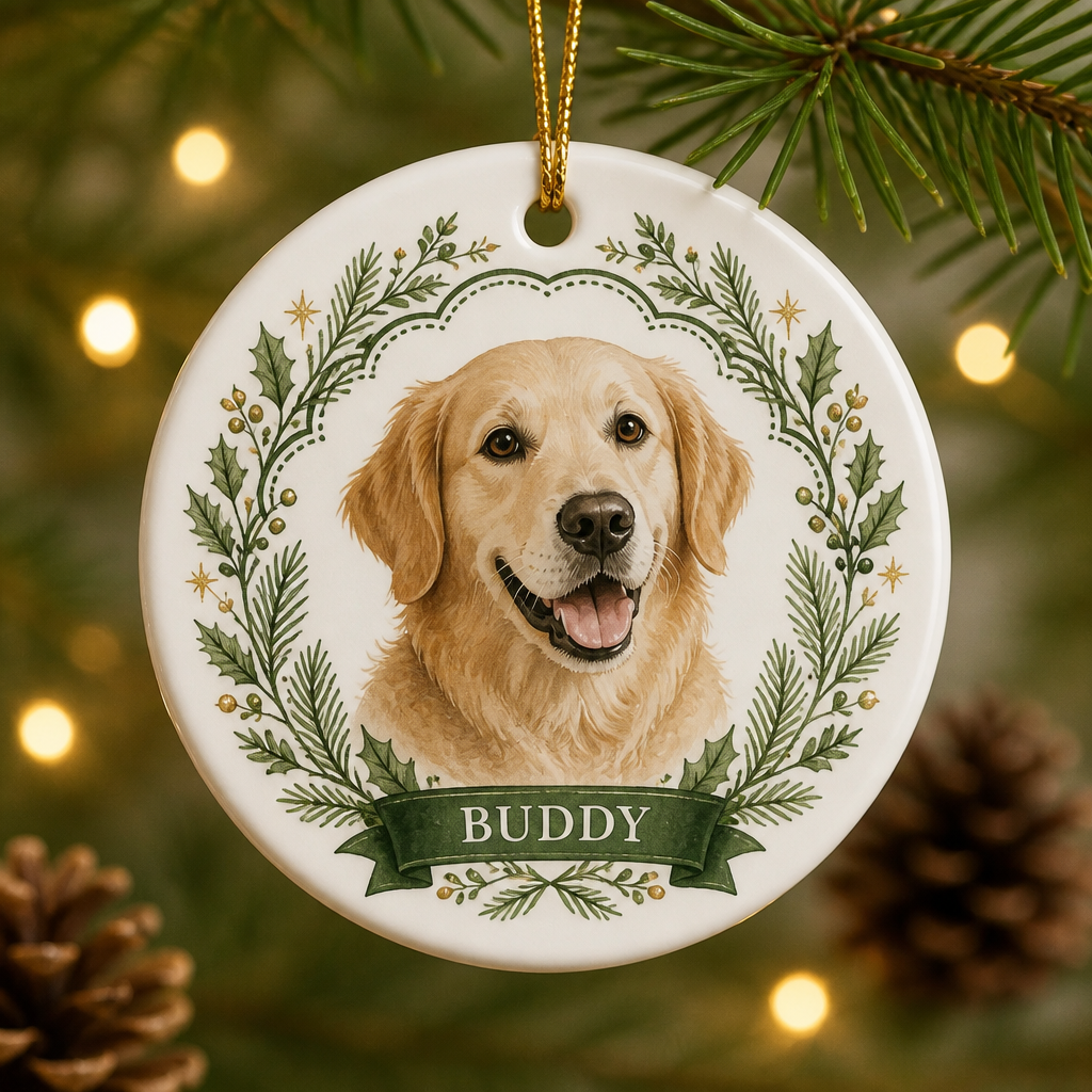 Custom Pet Portrait Wreath Ornament - Personalized Ornament bd59560b-dfce-4f0b-ba35-af16abea339c.png