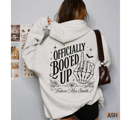 Custom Future Mrs Sweatshirt, Officially Boo'ed Up Hoodie, Spooky Newly Engagement Gift, Halloween Fiancee Apparel, Skeleton Hand Ring bd617d7c-a635-46d1-914b-5054a8ce8205-gfgfh-6-.webp