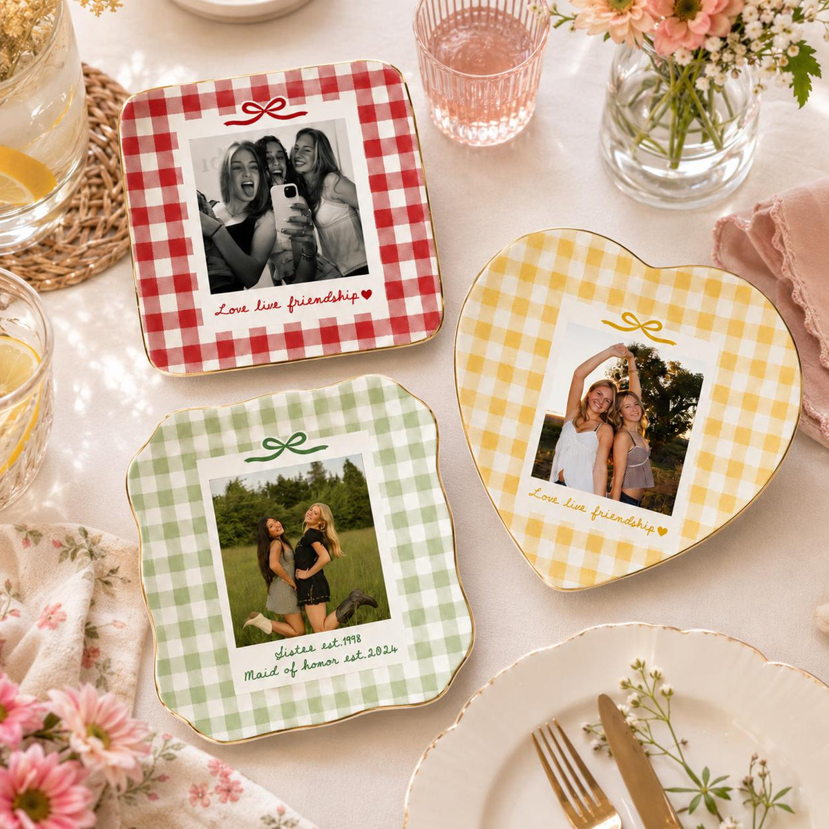 Custom Bestie Photo Jewelry Dish, Personalized Gingham Trinket Tray, Ring Dish Gift For Best Friend, Birthday Gift for Her bd8494f5-16c2-485c-b1d3-4f4d2bc615ba-5.jpg