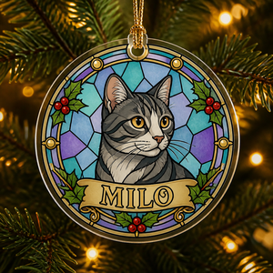 Stained-Glass Cat Name Ornament - Personalized Transparent Acrylic Ornament bd879971-f648-45a2-8bc6-af782bb2e9f6.png