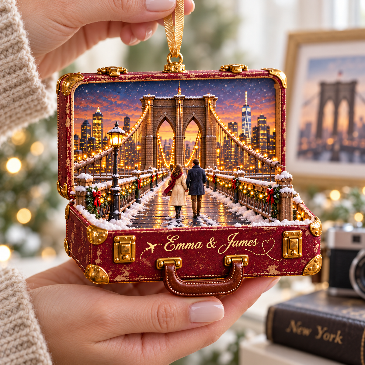 Personalized San Francisco Christmas Ornament – 3D Relief Suitcase with Custom Name, Golden Gate Bridge & Cable Car, Travel Lover Gift bd89af5f-1ac2-4f4b-9d31-60a414ebb5c6-Handheld-Brooklyn-Bridge-Christmas-Ornament-3.png