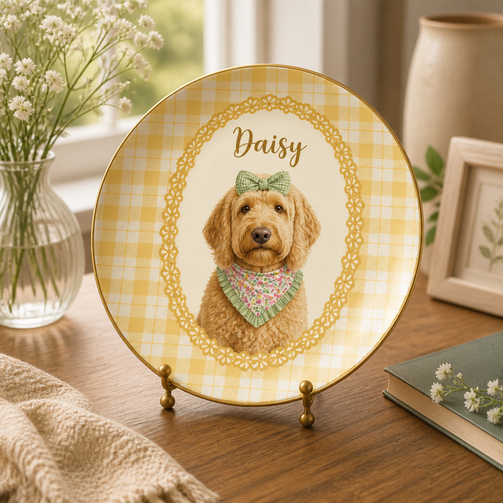 Custom Pet Portrait Name Plate – Botanical Cameo Edition - Personalized Personalized Ceramic Plate bd8dd905-132f-41b7-a7f9-c2b0e26f7ad4.jpg