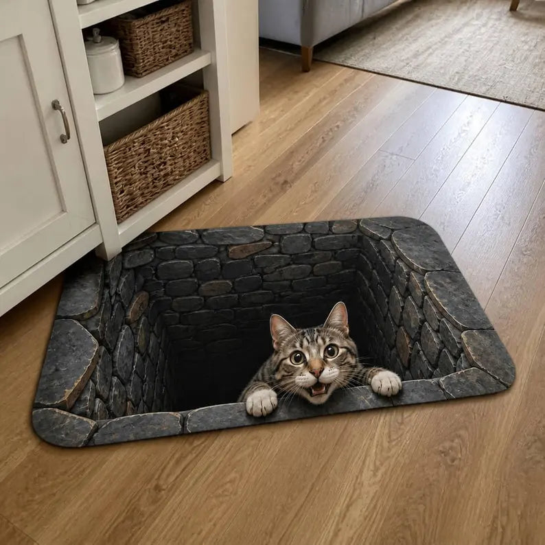 3D Cat Optical Illusion Doormat: Peeking Tabby Floor Rug, Stone or Tile Design bd90a84f-2fa7-4a1b-9381-d8e2a2233f42-hfg-13-.webp