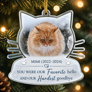 Cat Memorial Photo Ornament – Favorite Hello, Hardest Goodbye - Personalized Transparent Acrylic Ornament bd9aed3b-1d63-41f4-af67-743b6c37c4e7.png