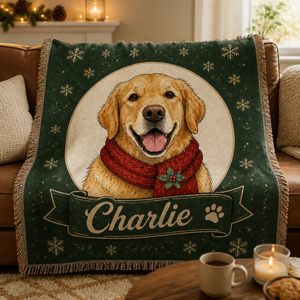 Custom Pet Portrait Holiday Blanket with Name - Personalized Blanket bdb54ffc-cbb2-4e9b-96d4-f1ead80fae8f.jpg