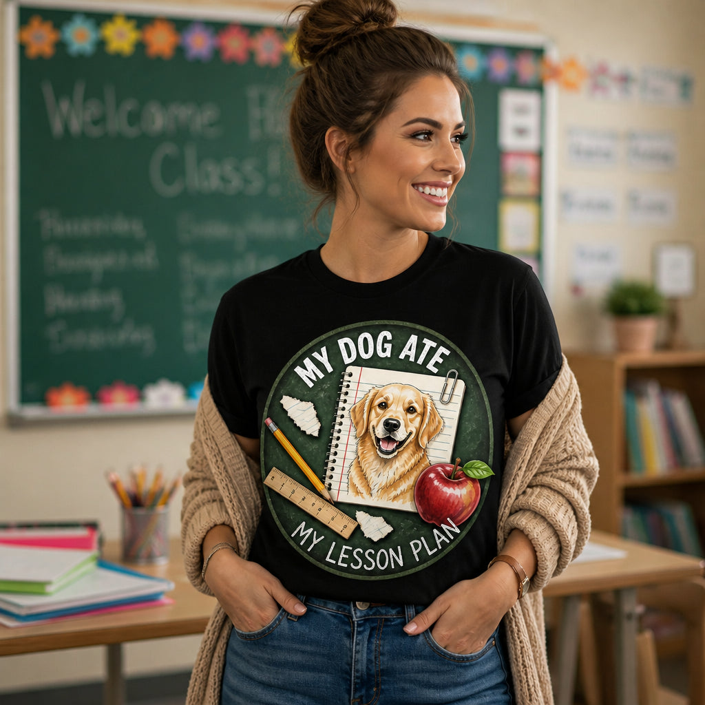 My Dog Ate My Lesson Plan — Custom Pet Portrait Teacher Tee - Personalized T-shirt bdc3a922-d700-43ef-9810-c6d6563f7992.jpg