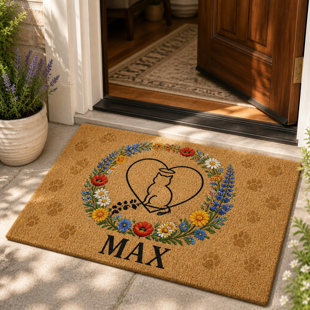 Personalized Cat Memorial Wildflower Doormat - Personalized Doormat bdd602ff-2065-456b-a7ea-20d15cc1ff25.png