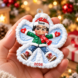 Snow Angel Cute Boy Girl Making - Personalized Christmas Ornament - Real 3D Raised Ornament bde25066-fd67-4ad2-9ad4-4f246d27d89a-MOCKUP-5.png