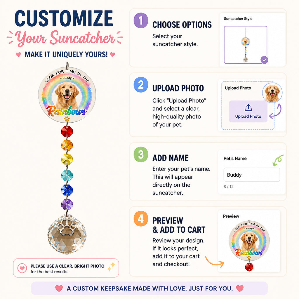 Pet Memorial Rainbow Photo Suncatcher with Paw Charm - Personalized 1 Layered Suncatcher with Charm bde789a7-ec32-4207-91ff-2e2d6a19ef20.jpg