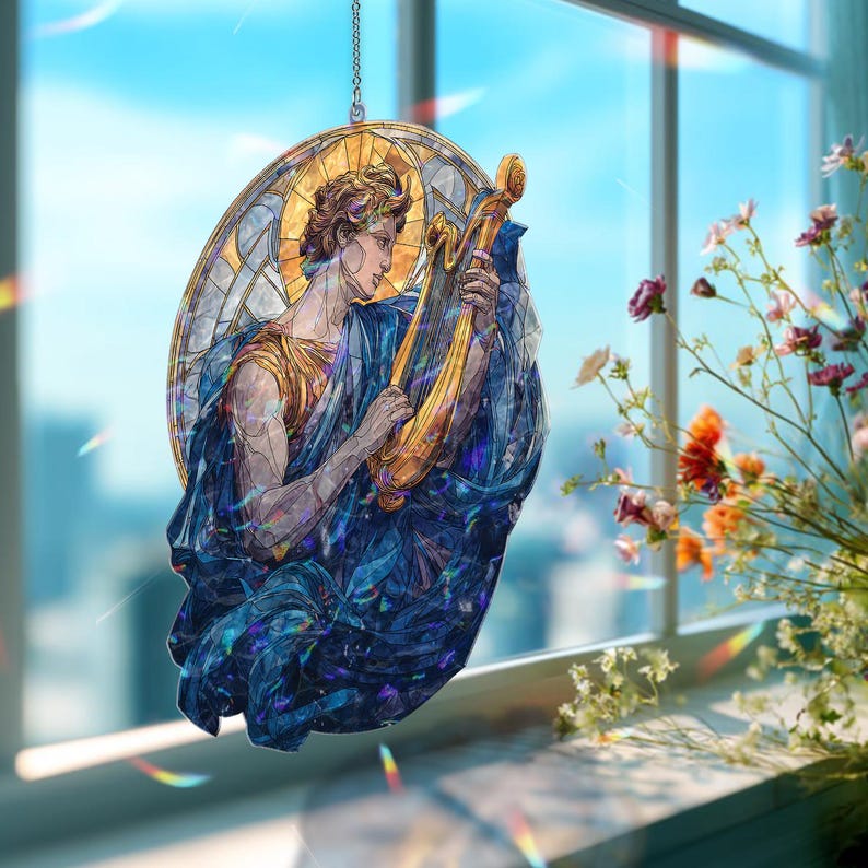 Apollo with Lyre Acrylic Suncatcher, Stained Glass Style Greek Mythology Window Hanging, God of Music and Sun Decor, Mythology Lover Gift bdec327a-2a1e-4bbc-b92c-0064c9a2ed89-h4.jpg