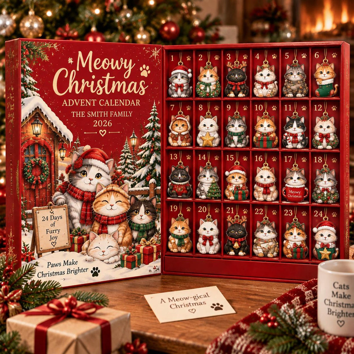 Personalized Cat Advent Calendar, Christmas Countdown Box, 24 Cute Cat Charms, Custom Family Name Holiday Keepsake, Cat Lover Gift 2026 bdffb746-73b5-445a-8156-0aa919fddf36-il_1588xN.8539144988_rnnf.jpg