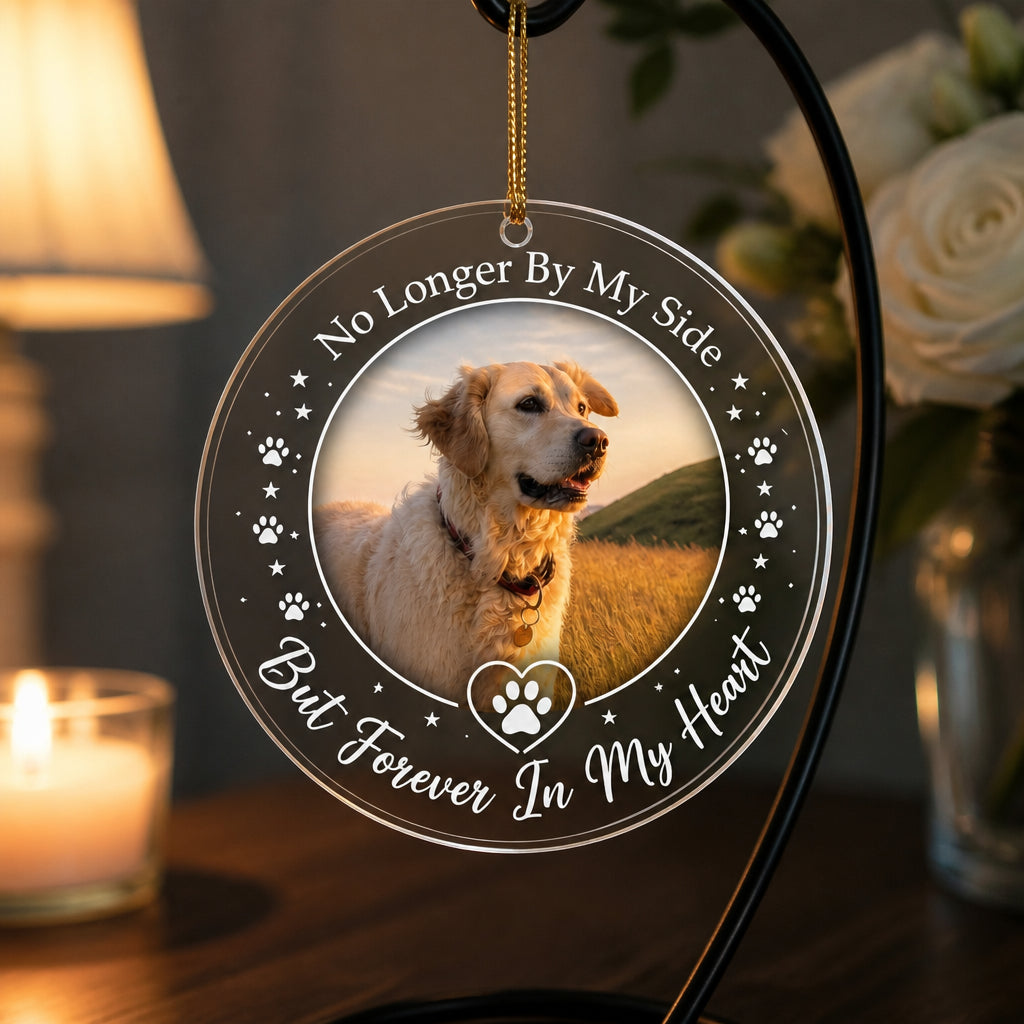 Pet Memorial Photo Ornament - Forever In My Heart - Personalized Transparent Acrylic Ornament be060b50-30c8-4eaa-9847-0fb3f983aaab.jpg