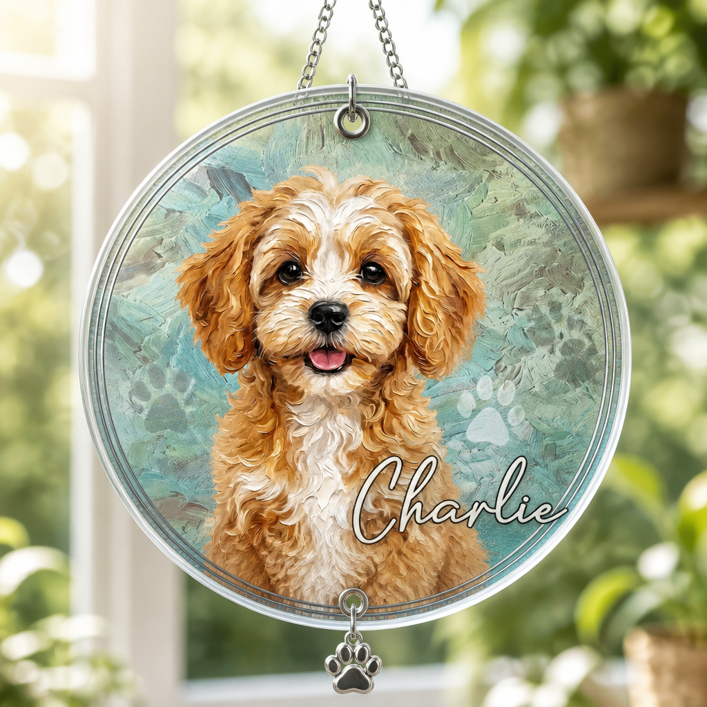 Custom Pet Portrait Doormat – Oil-Paint Style with Pet Name - Personalized 1 Layered Suncatcher with Charm be252ef7-90b6-46a3-9201-20a7e7497781.png