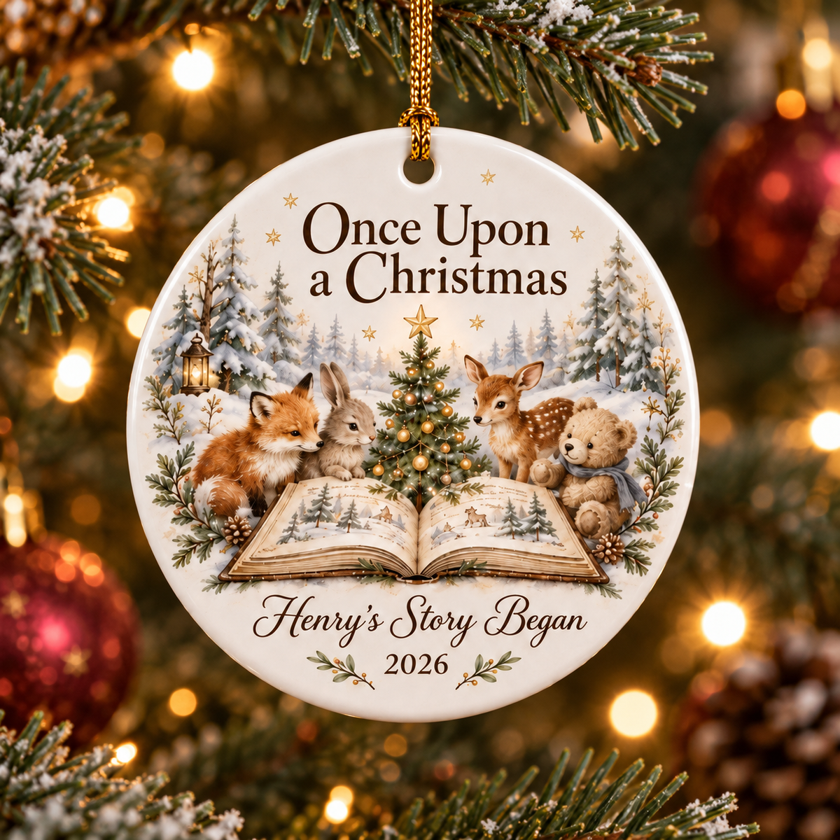 Personalized Baby’s First Christmas Photo Ornament 2026, Double-Sided Woodland Storybook, Custom Name Keepsake, Gift for New Parents be32d510-072e-444b-9696-4383a1812901-Henry-s-Woodland-First-Christmas-Keepsake-1.png