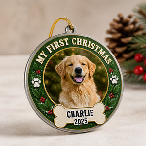 My First Christmas Pet Photo Ornament — Bone Tag Edition - Personalized Aluminum Ornament be4df928-d1fe-4ef6-987c-8a521cc4c757.jpg