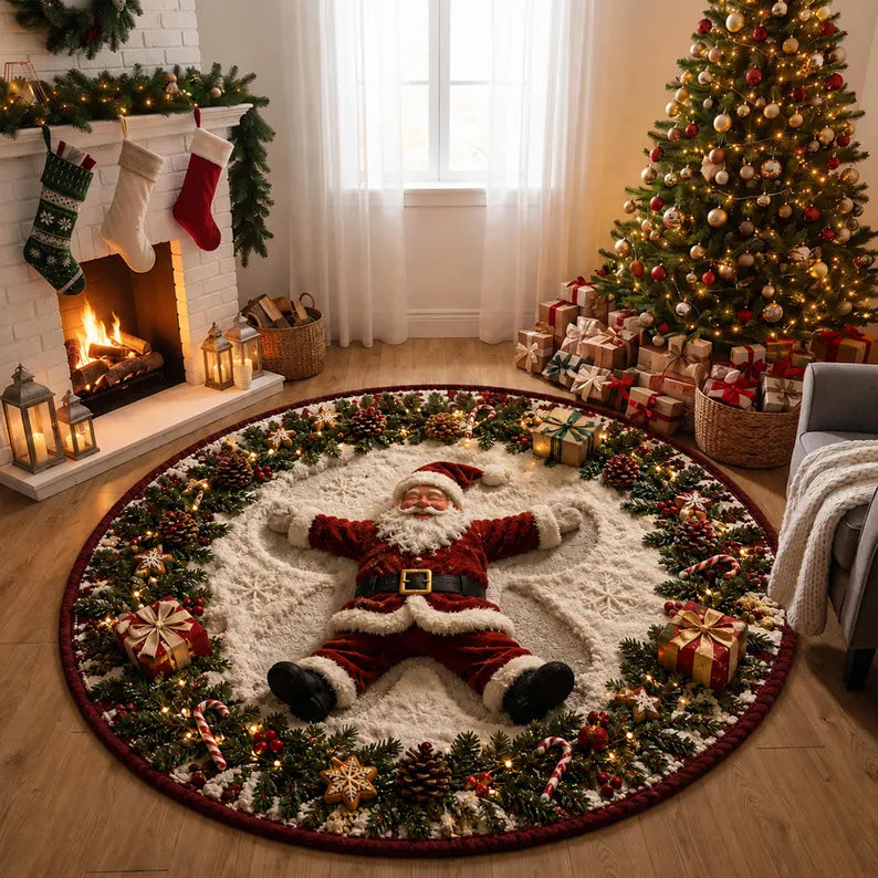 3D Santa Christmas Round Rug, Xmas Home Decor, Festive Floor Rug, Christmas Area Rug be4e1181-7795-4f6e-8af2-760db1d195e2-gfthbrtgf-3-.webp