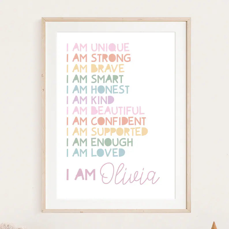 Girls Personalised Affirmation Print, Girls Bedroom Decor, Pastel Colours, Rainbow Wall Art, Positive Prints, Girls Nursery, Playroom Decor be6f1df3-f3b9-4177-b2d7-28d714f1be47-fdgdf-1-.webp