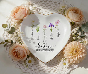 Personalized Sisters Gift Birth Flower Jewelry Tray Custom Names Family Keepsake Dish be75865d-1bdd-47d5-99f5-766bde2f3290-3.jpg