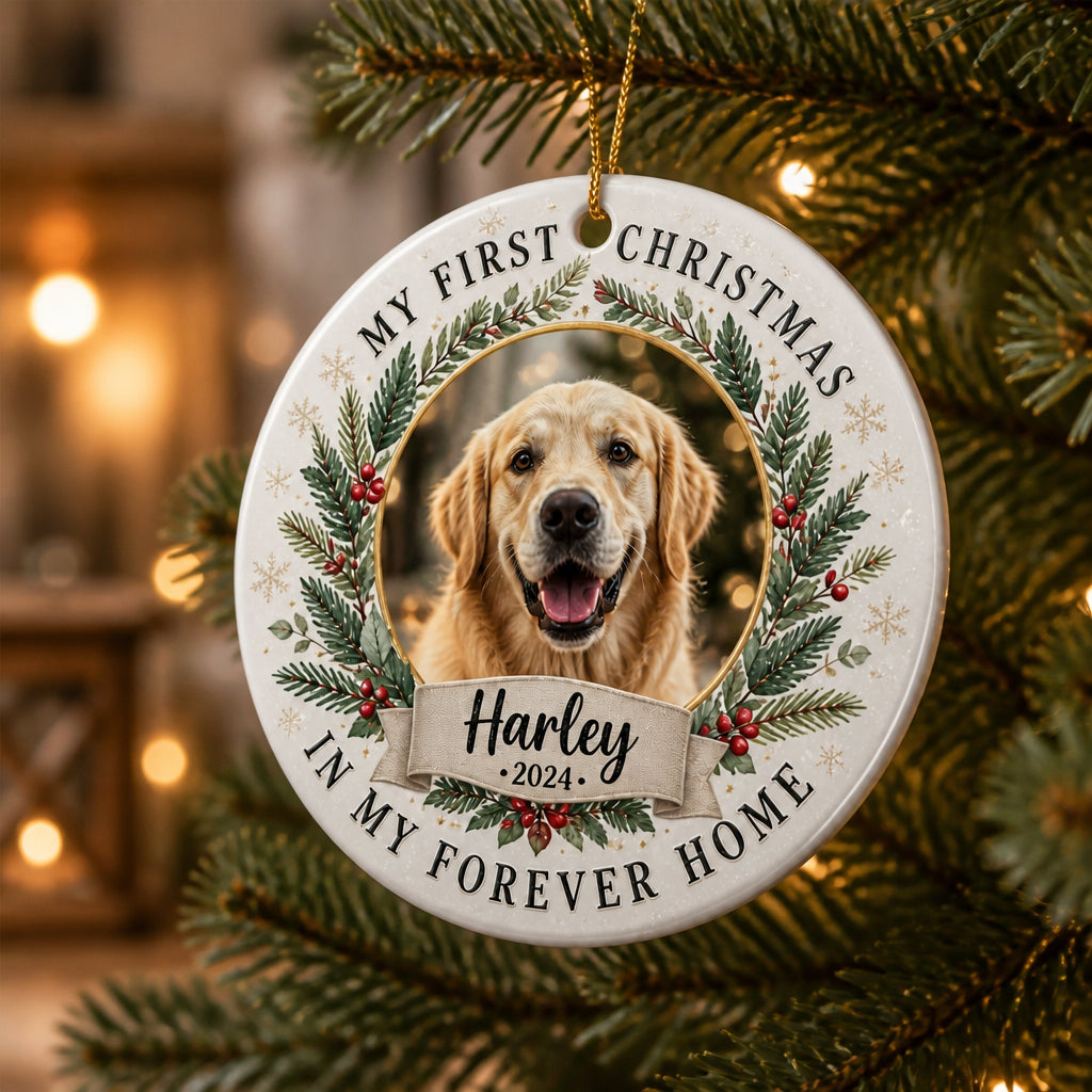 Pet's First Christmas In My Forever Home Photo Ornament - Personalized Aluminum Ornament be76b6c7-998a-4ae3-8214-aede8d5b796d.jpg
