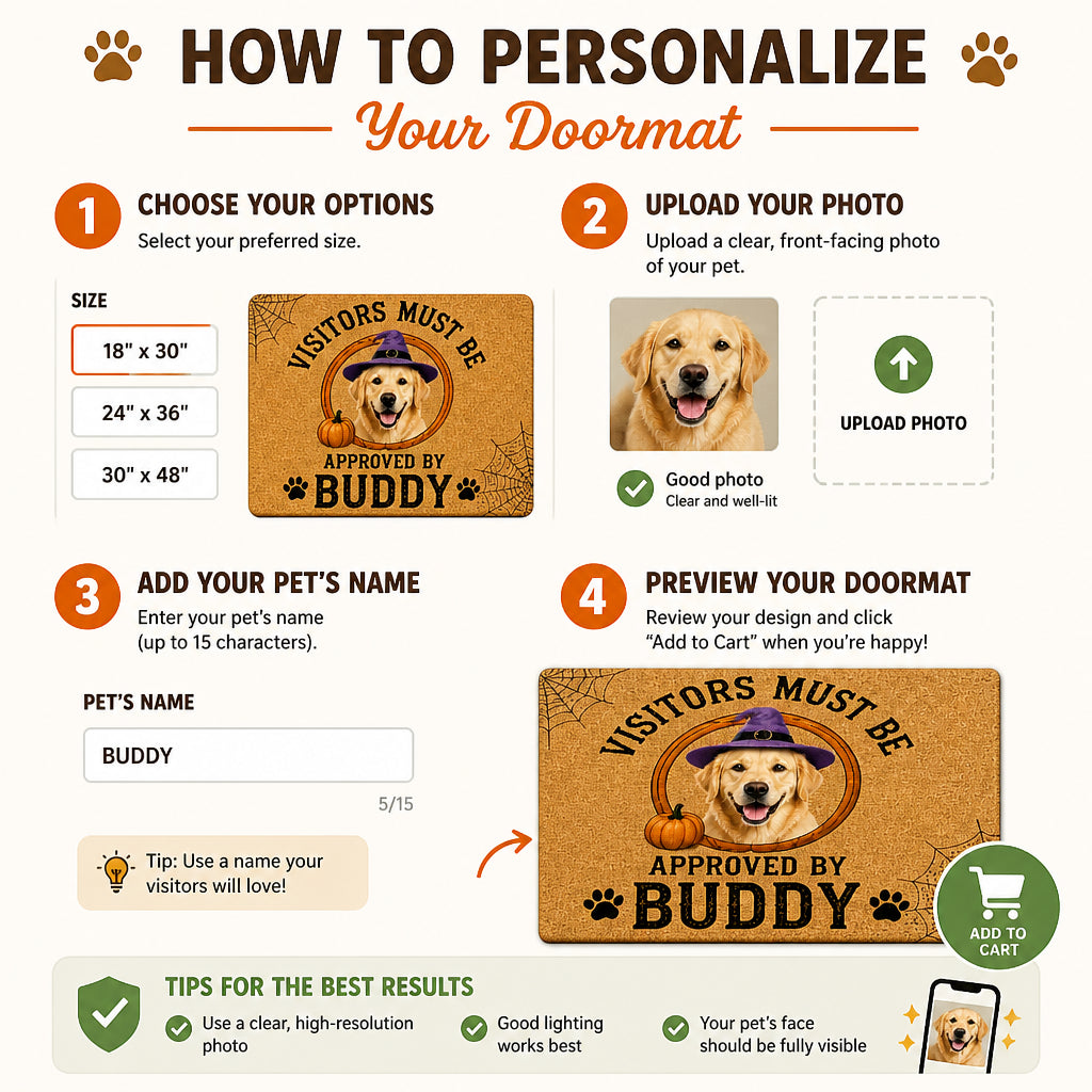 Halloween Visitors Must Be Approved By [Pet Name] – Custom Photo Doormat - Personalized Doormat be816eb9-b920-4aac-af3a-34da5a2700a6.jpg