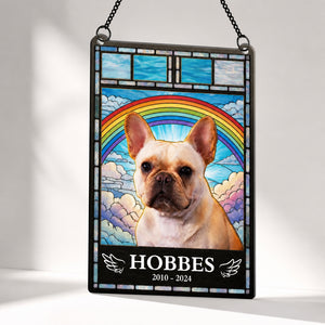 Rainbow Bridge Pet Memorial Photo Suncatcher – Upload Your Pet - Personalized Rectangle Stained Glass Suncatcher (PW) be973f68-b30c-439b-b88a-1c45ffc0e764.jpg
